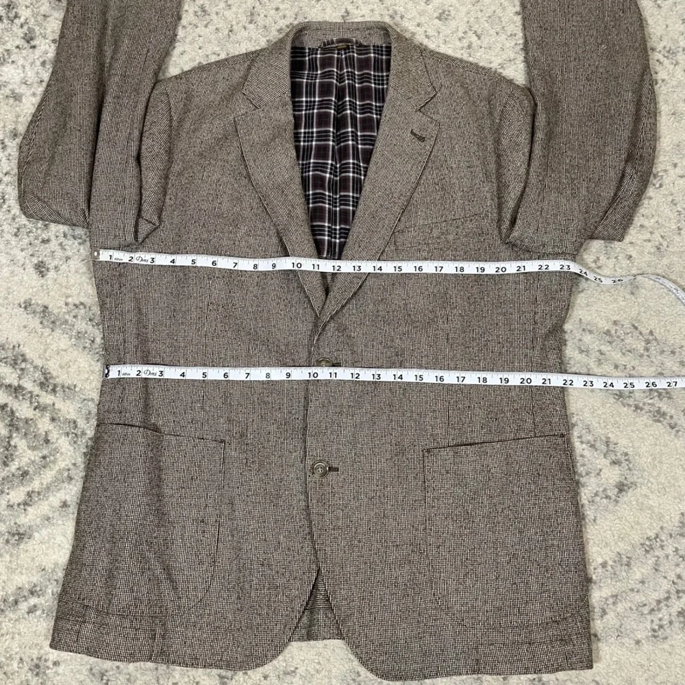 Kroon Tweed Wool Classic Fit Sport Coat Blazer Mens 44R Brown Houndstooth EUC‎